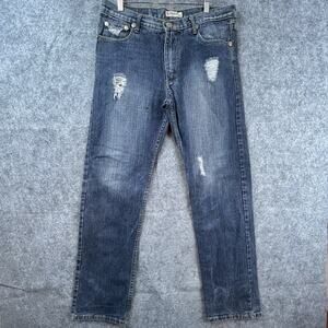 Kaalu Euro Jeans Mens 34 Straight Distressed Embroidered